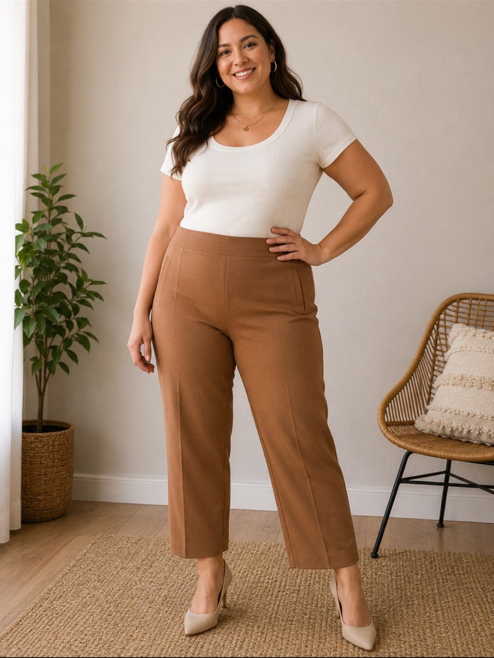Chico’s Travelers Collection Ankle Pants Size 2 Camel Pull-On Career Stretch